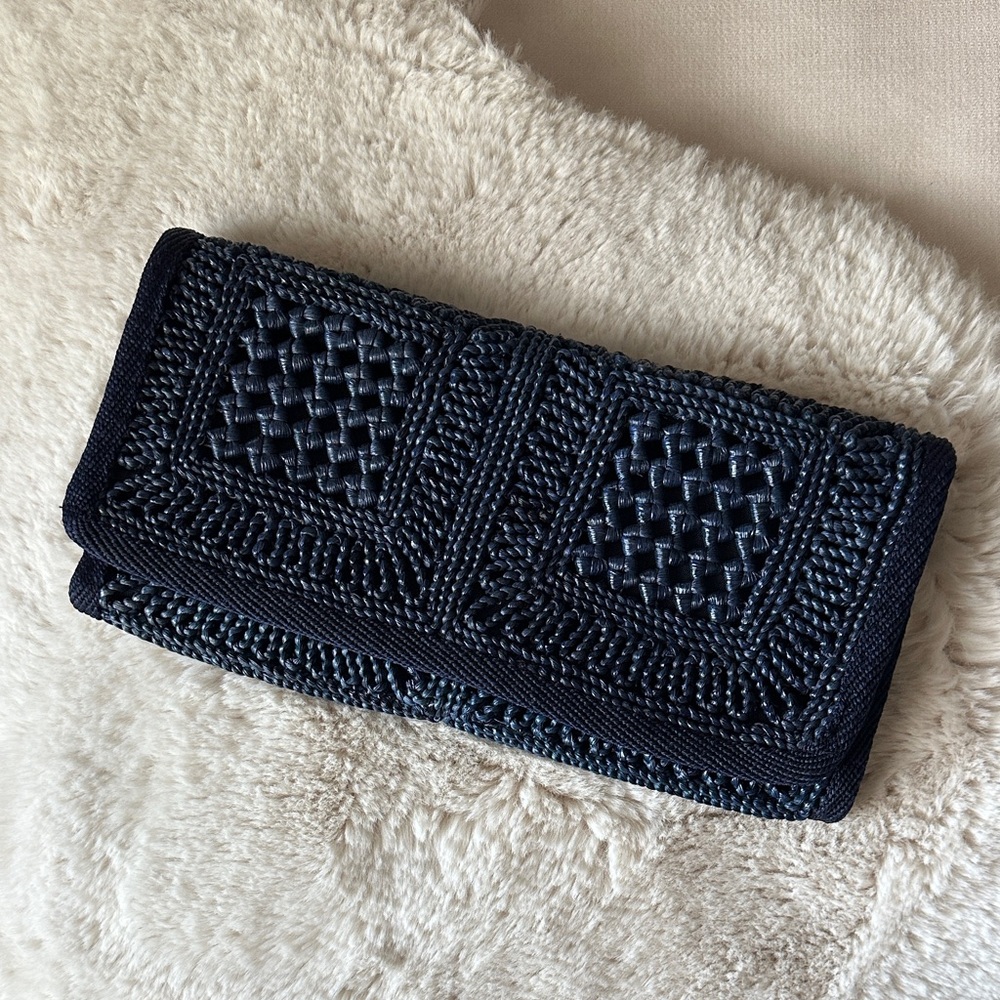 Elegant Navy Blue Woven Clutch